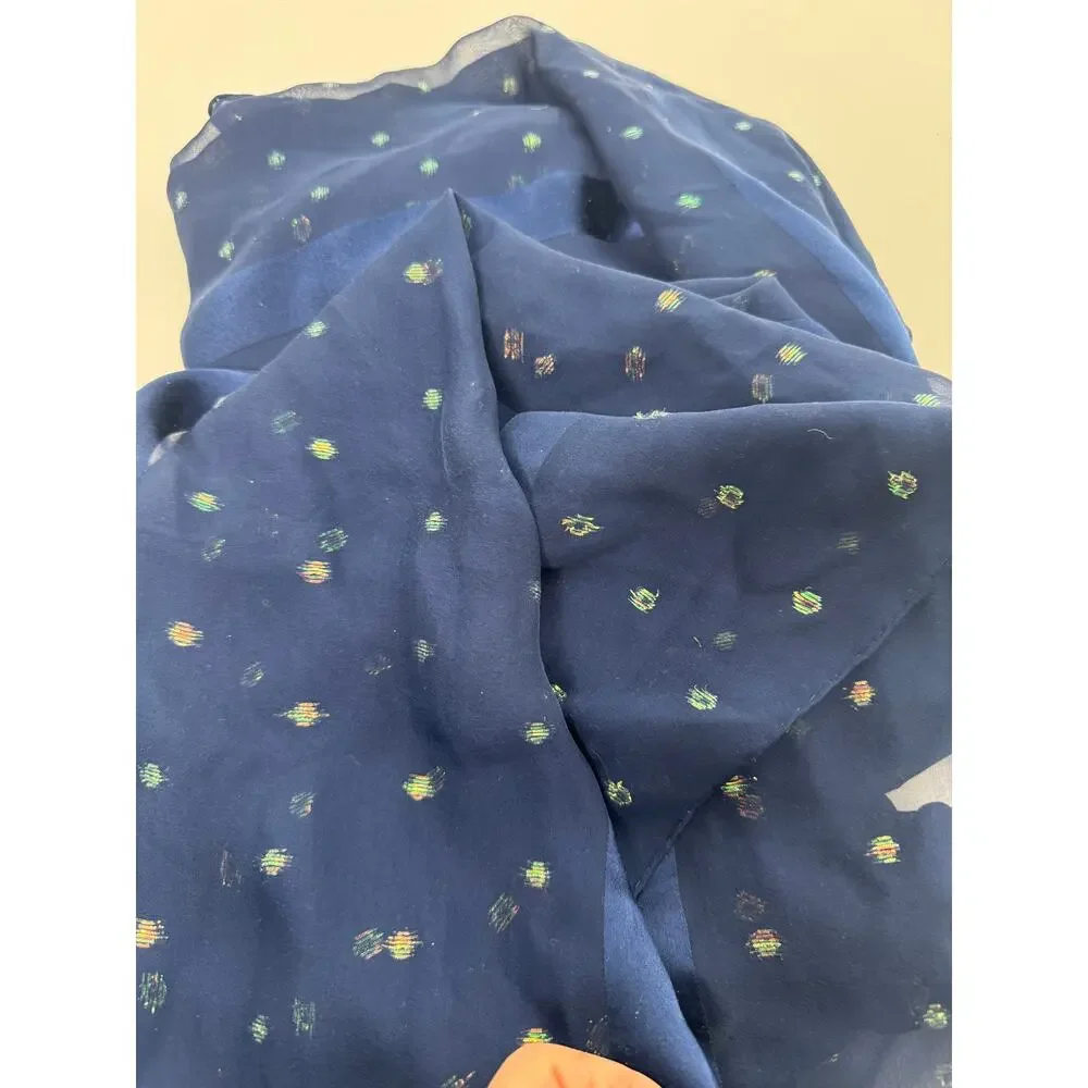 Christian Dior Blue Rare Metallic Flakes Large Shawl Scarf